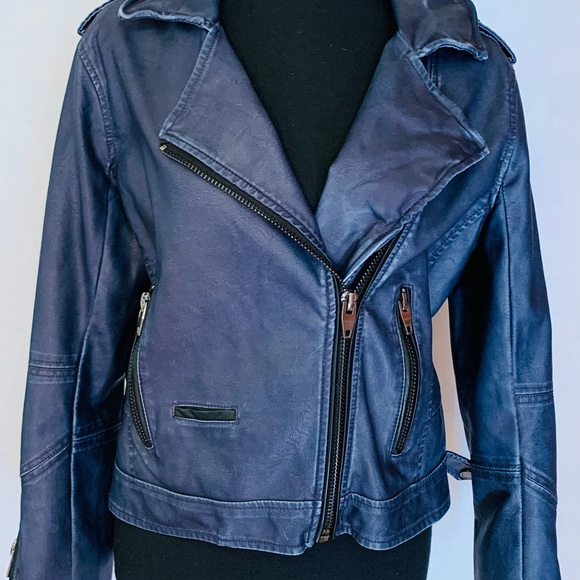 Blank NYC Jackets & Blazers - Blank NYC faux leather blue jacket Size Medium